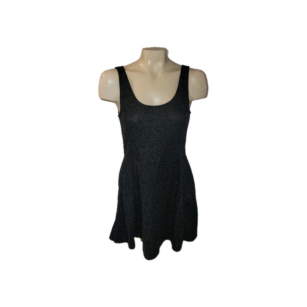 DIVIDED Skater Sleeveless Mini Dress Black White Polka Dot Fit‎ and Flare Casual